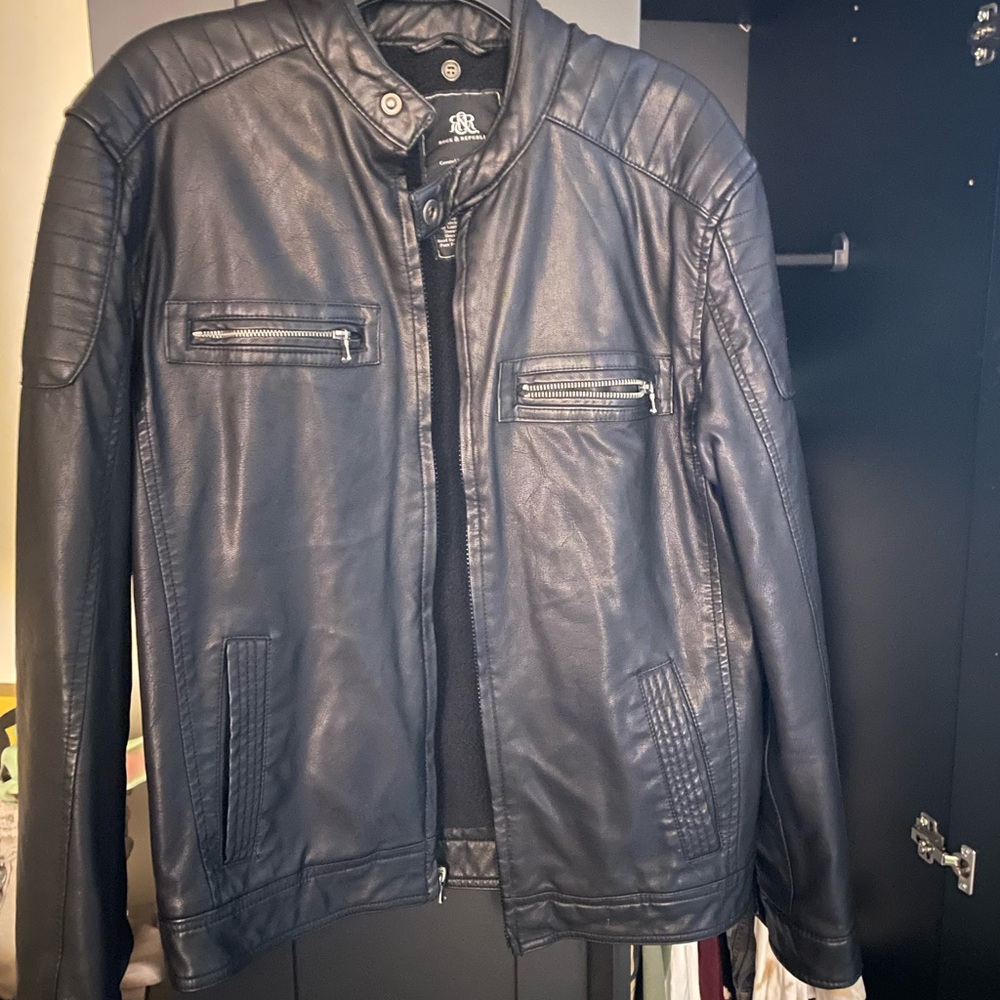 Rock & Republic Black Pleather Bomber Jacket